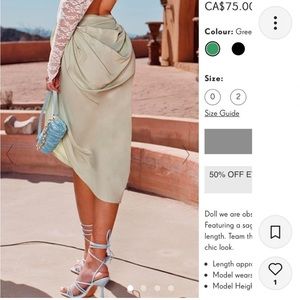 Sage ruched midi skirt - brand new never worn size 4 - with side slit